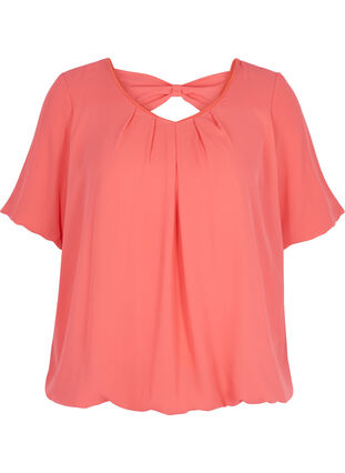 Blouse with bow, Deep Sea Coral, Packshot image number 0