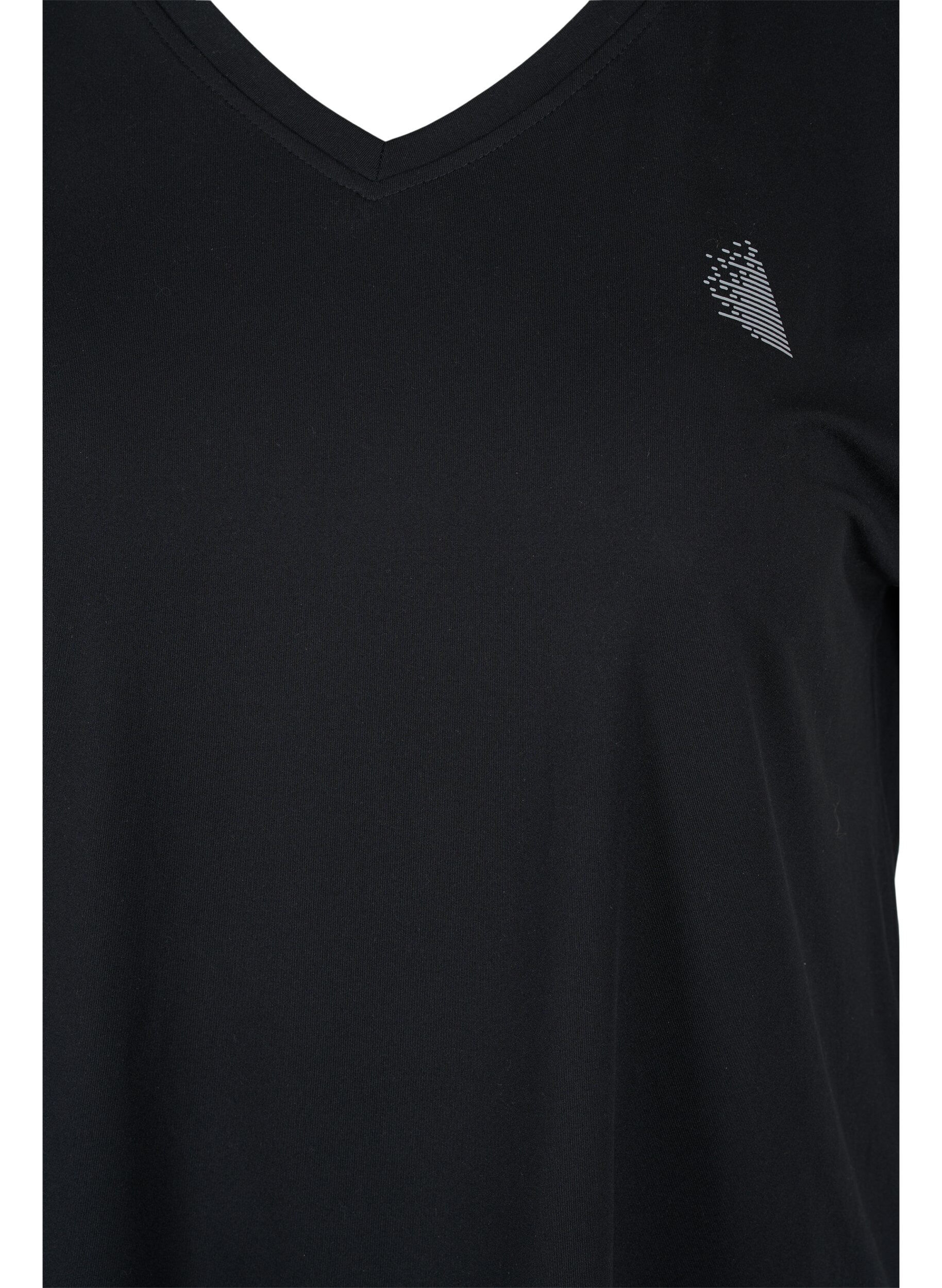 ZizziSportief t-shirt met korte mouwen en v-hals, Zwart, Packshot image number 2