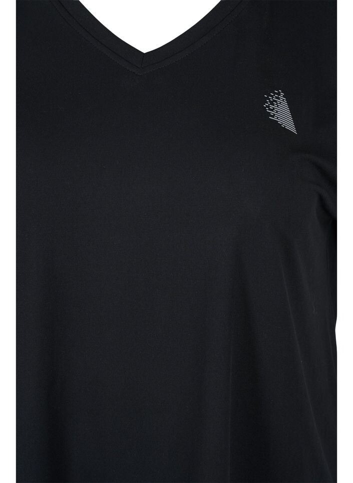 Sportief t-shirt met korte mouwen en v-hals, Zwart, Packshot