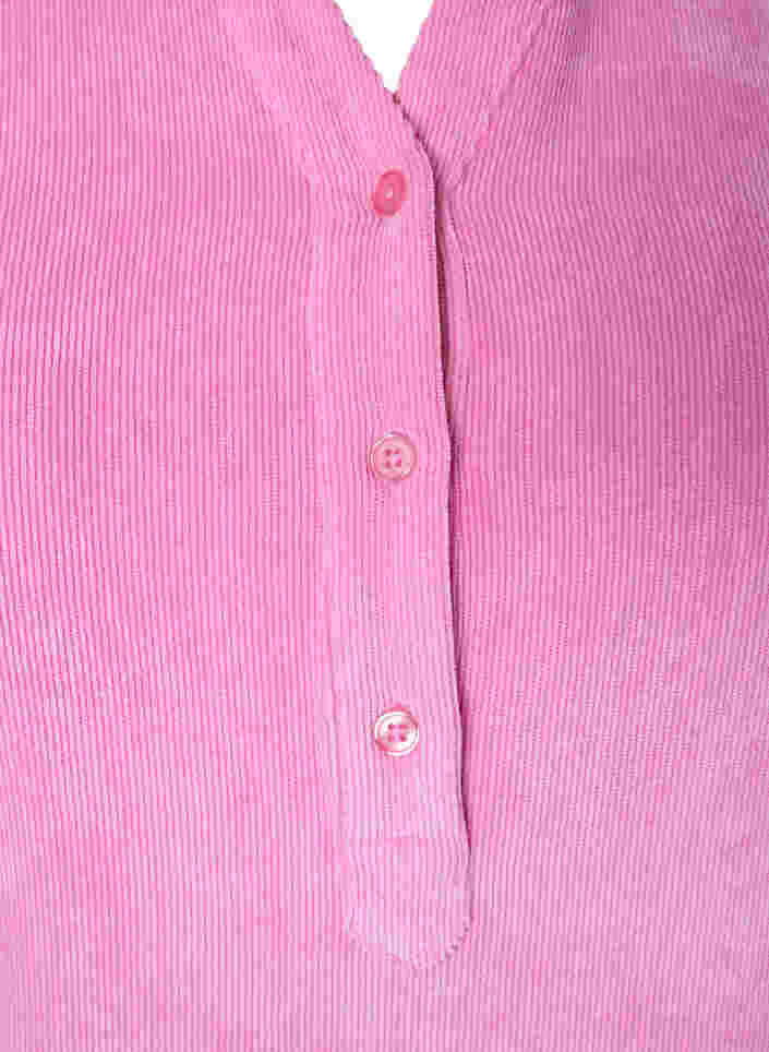 Fluwelen jurk met 3/4 mouwen en knopen, Begonia Pink, Packshot image number 2