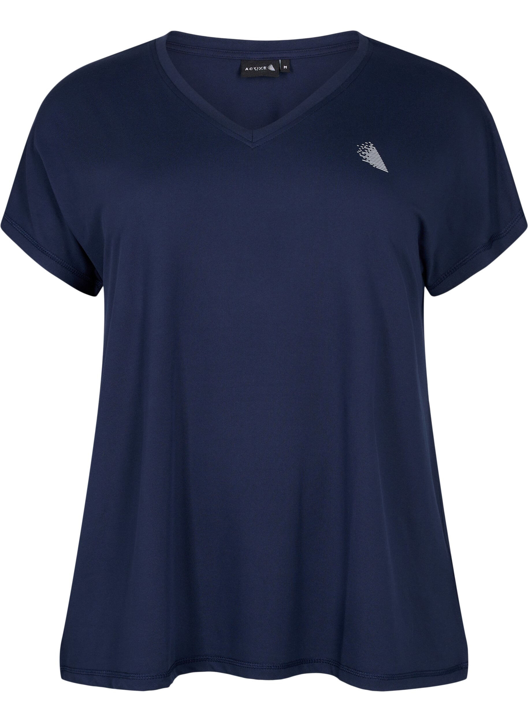 Zizzi T-shirt de sport ample avec col en v, Bleu, Packshot image number 0