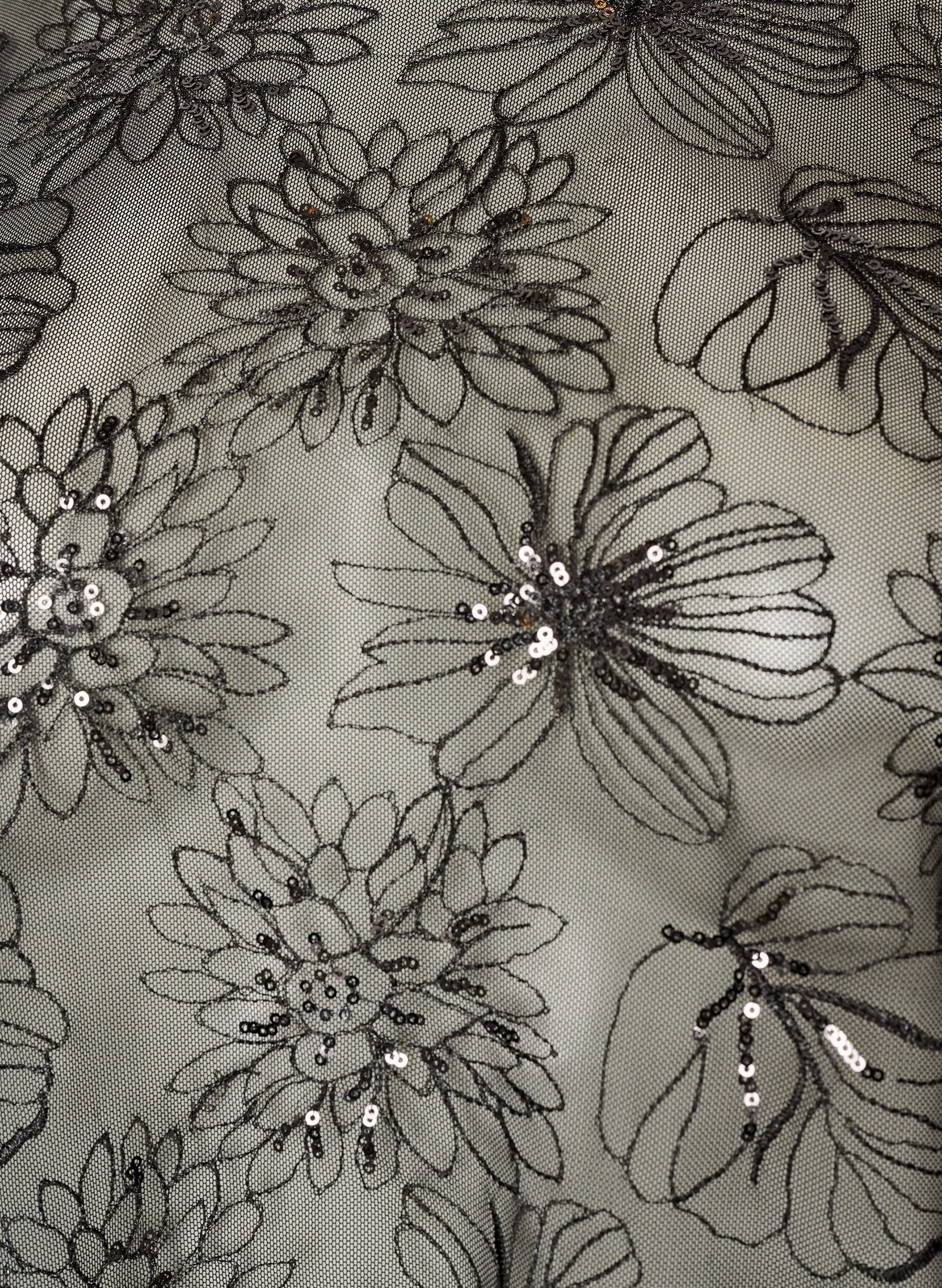 ZizziBlouse en mesh avec fleurs et sequins, Noir, Packshot image number 2