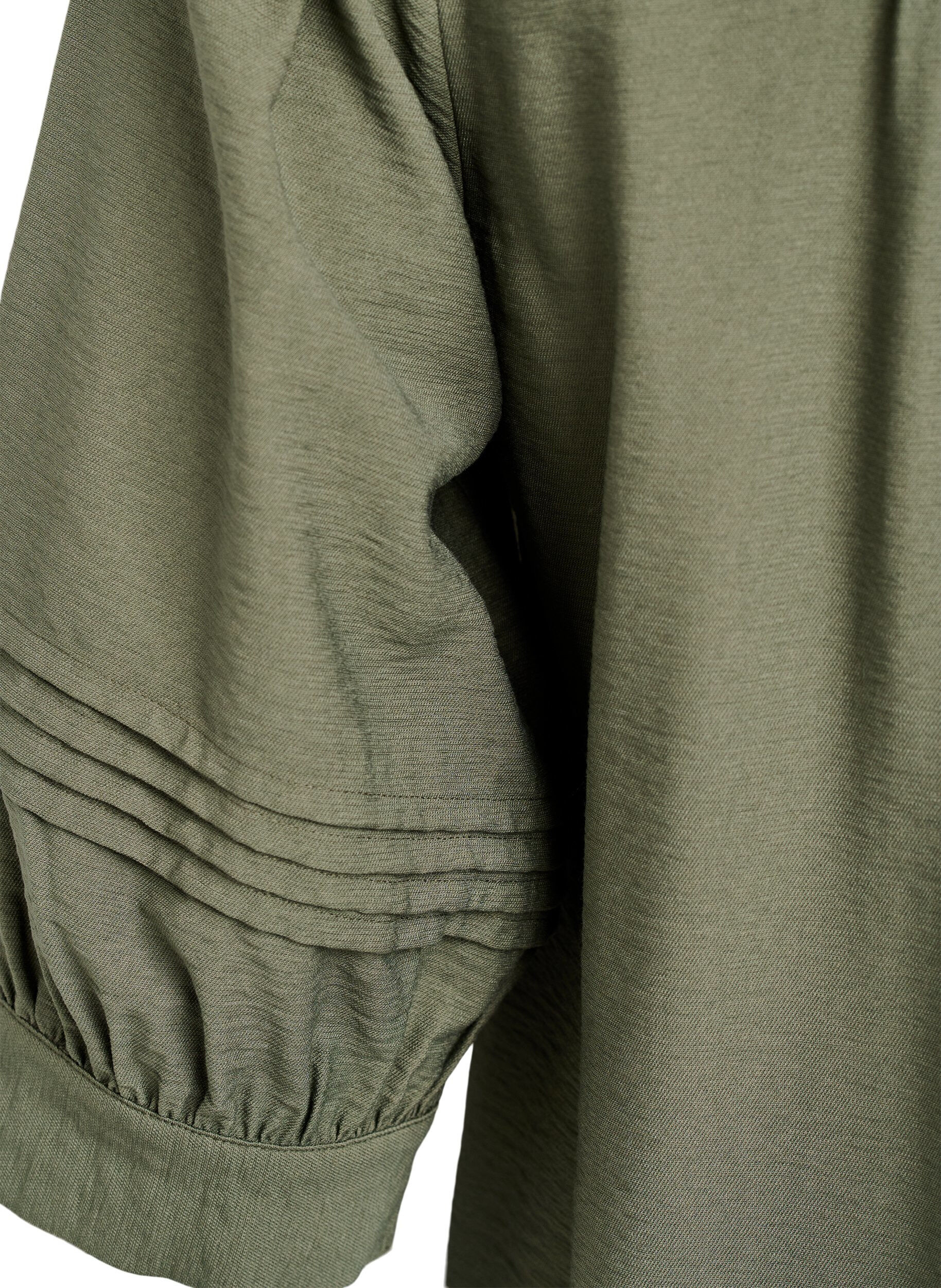 ZizziBlouse met 3/4 mouwen en decoratieve plooien, Groen, Packshot image number 3