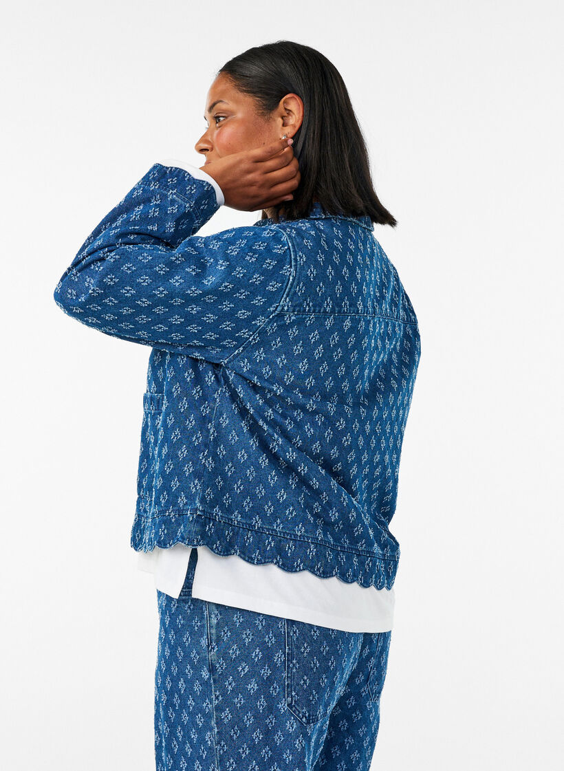 Denimjack met een versleten patroon, Blauw, Model image number 2