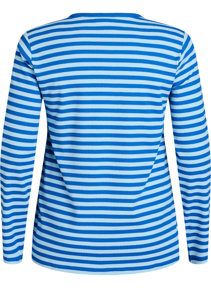 Chemisier &agrave; rayures et &agrave; manches longues, Bleu Clair, Packshot image number 1