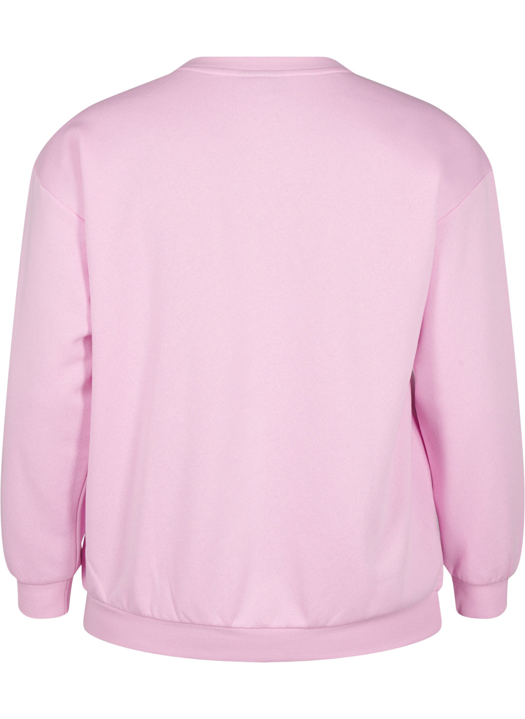 Zizzi Sweat-shirt avec texte en tissu-&eacute;ponge, Rose, Packshot image number 1