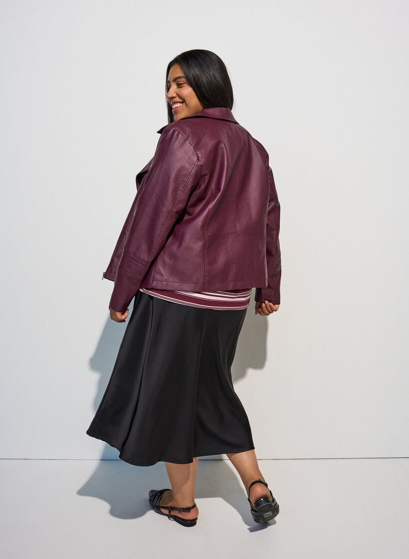 Satijnen midi rok, Zwart, Model image number 2
