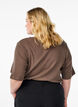 Geribde jersey blouse met korte mouwen, Bruin, Model image number 2