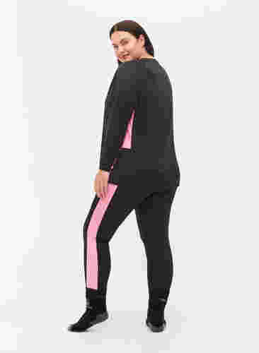 Pantalon de ski avec bande contrastée, Black w. Sea Pink, Model image number 1