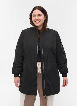 Longue veste avec poches, Black, Model image number 0