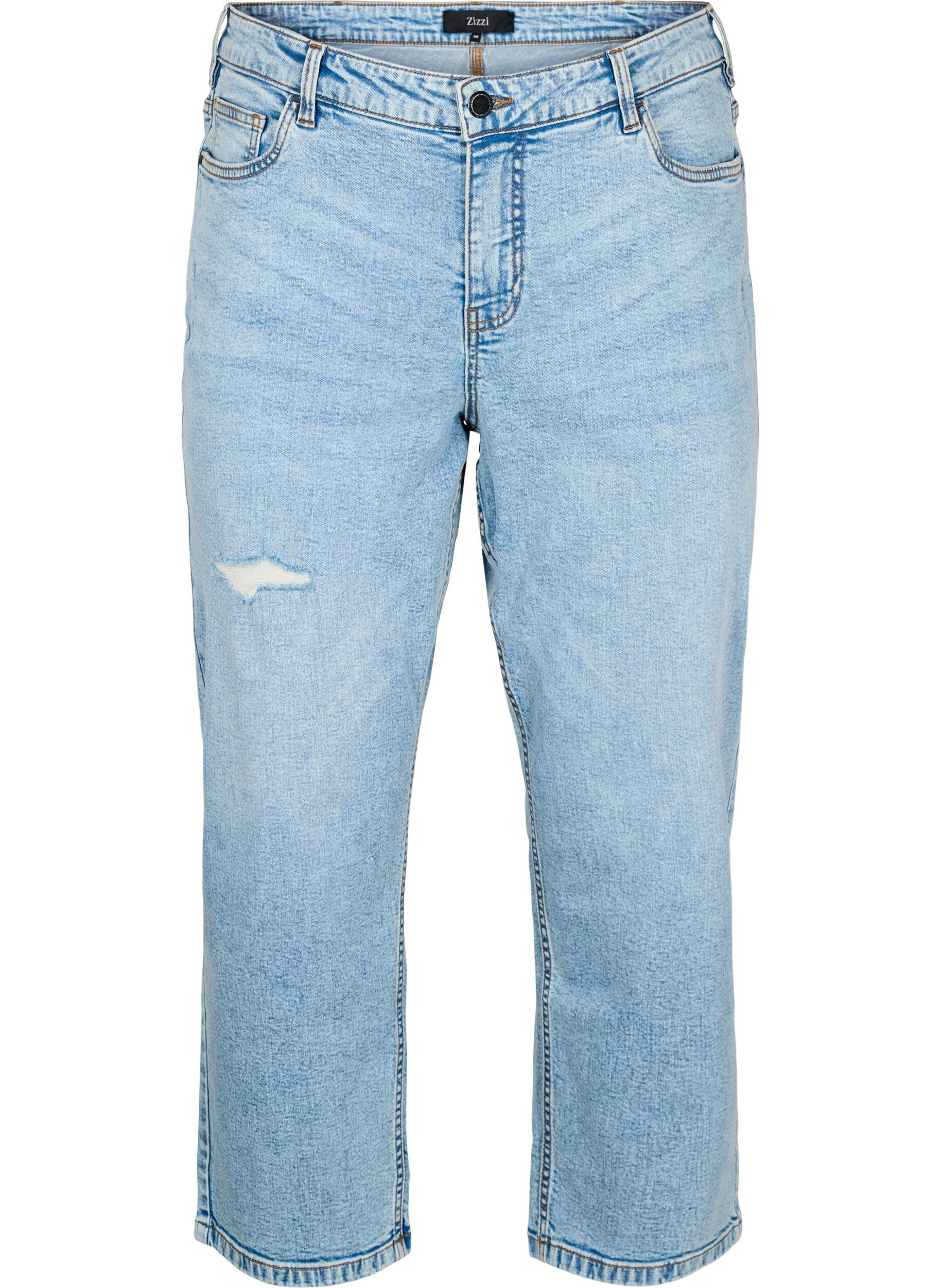 Gecropte Vera jeans met distressed details