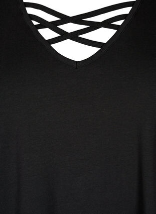 T-shirt avec col en V et détail croisé, Black, Packshot image number 2