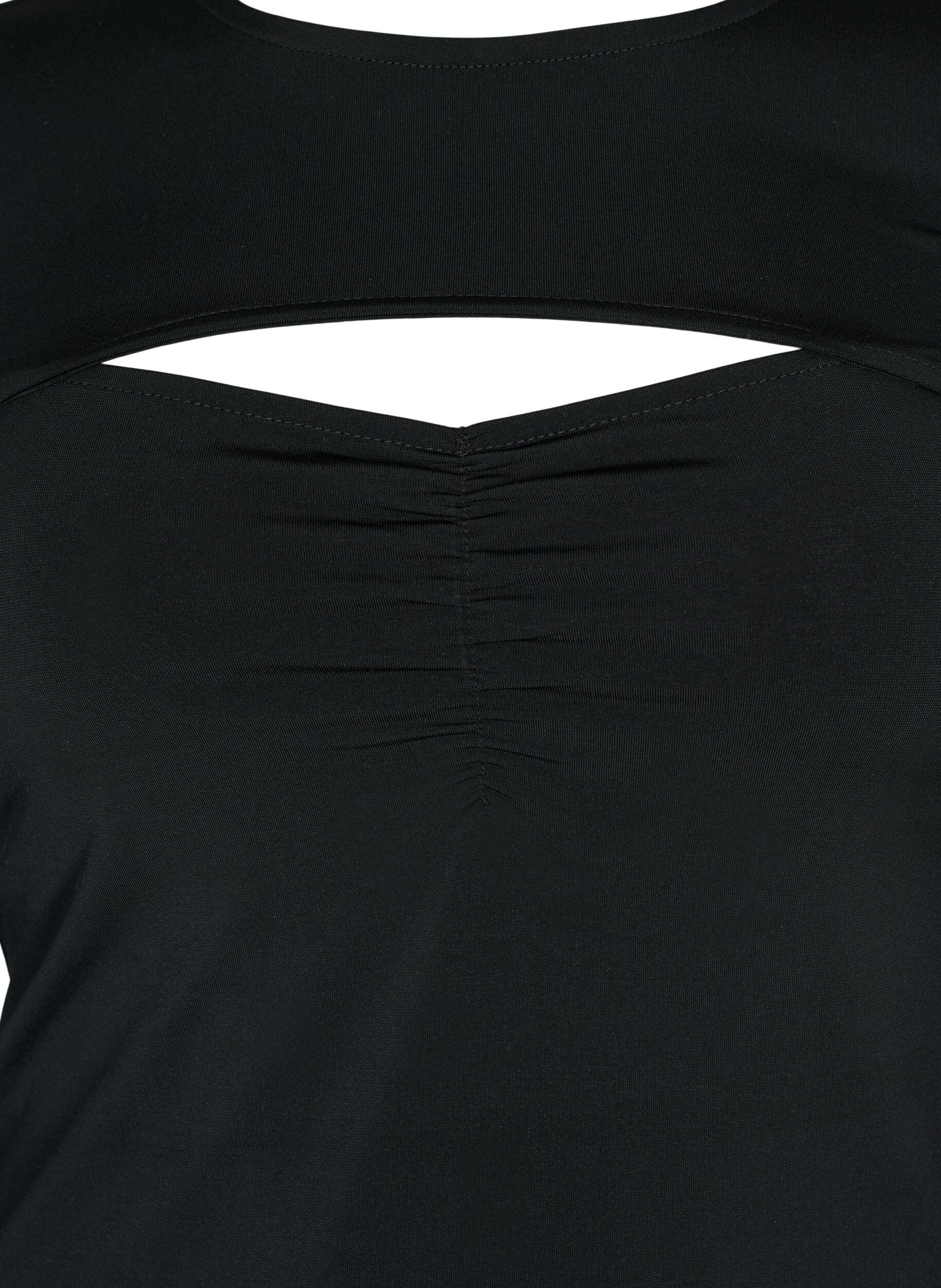 ZizziGesneden blouse met lange mouw, Black, Packshot image number 2