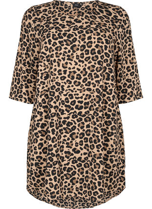 Robe imprimée à manches 3/4, Leopard, Packshot image number 0