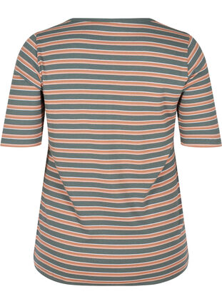 T-shirt côtelé rayé en coton, Balsam Green Stripe, Packshot image number 1