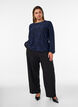 Blouse transparente avec texture florale et manches longues, Bleu, Model image number 1