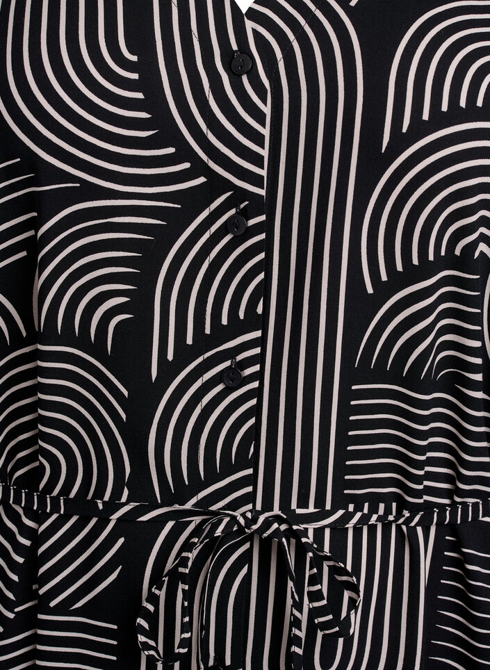 FLASH - Jurk met print en strikceintuur, Zwart, Packshot image number 2