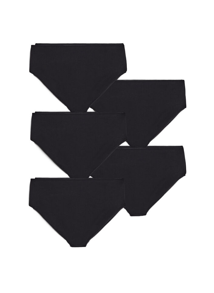 5-pack culottes en coton avec taille normale, Noir, Packshot image number 1