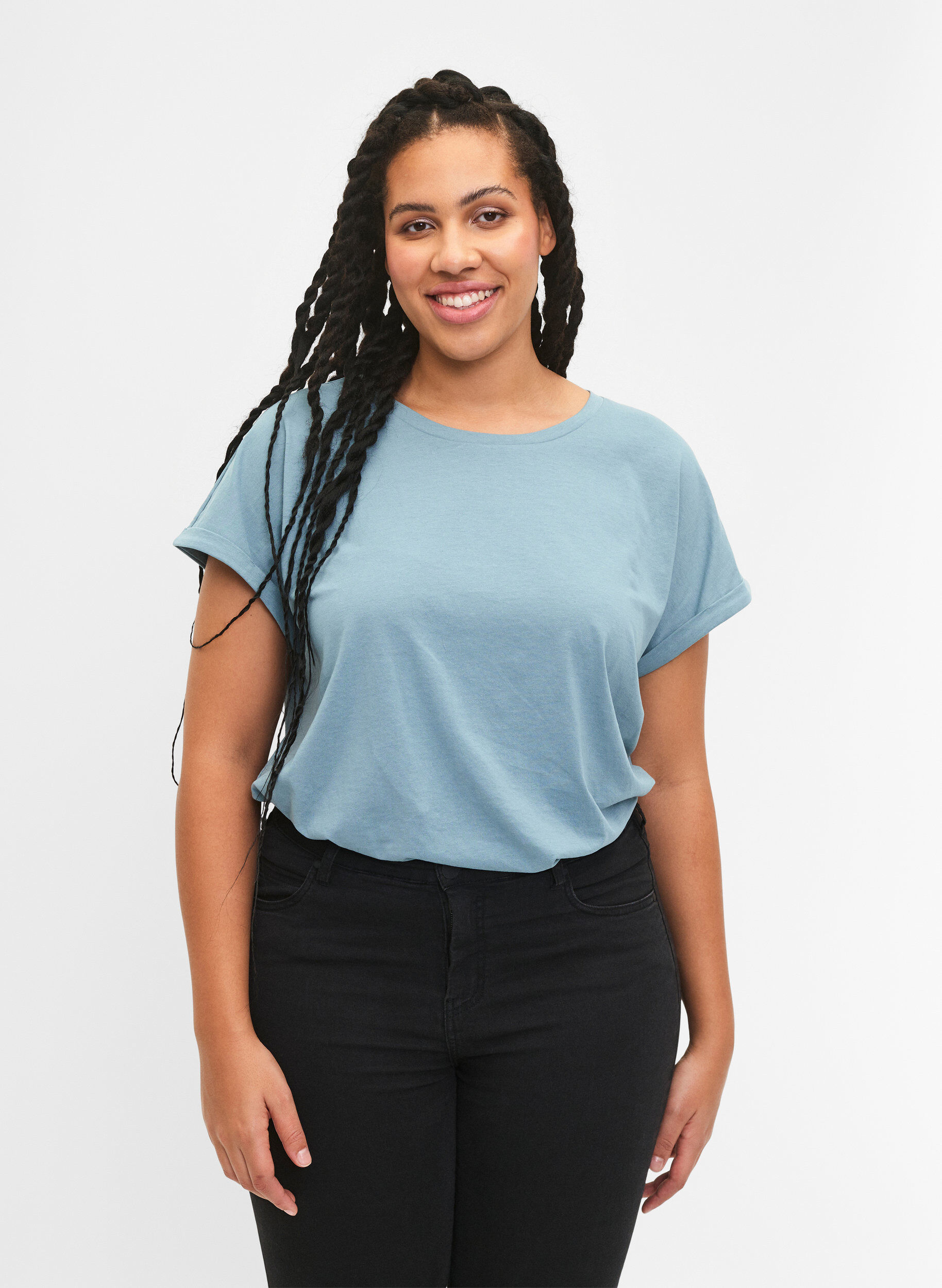 Zizzi2-pack T-shirts met korte mouwen, Blauw, Model image number 0
