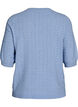 Gebreide blouse met structuurpatroon en korte mouwen, Blauw, Packshot image number 1