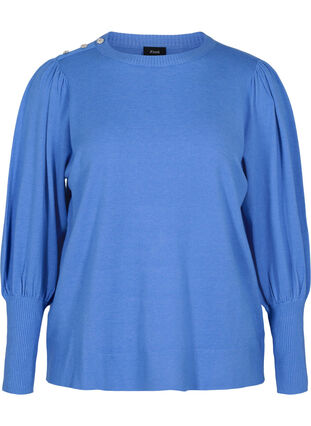Pull en tricot à manches bouffantes, Ultramarine Mel, Packshot image number 0