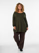 Gebreide blouse met knopen aan de zijkant, Groen, Model image number 1