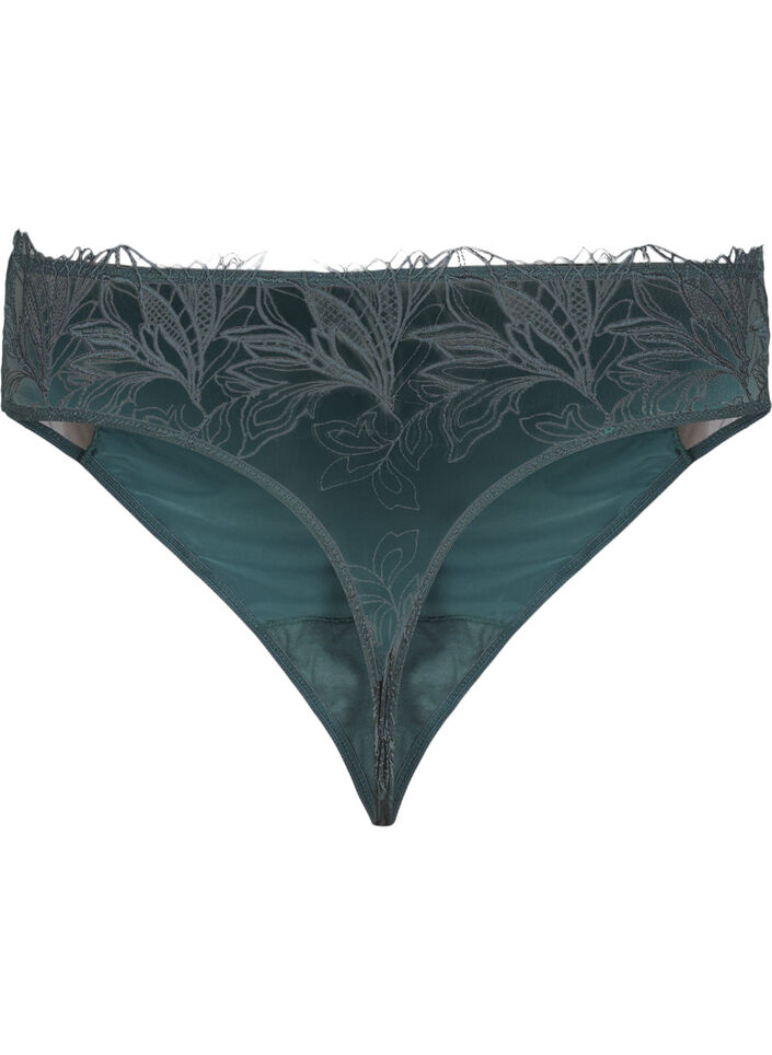 String en microfibre avec dentelle, Vert foncé, Packshot image number 1