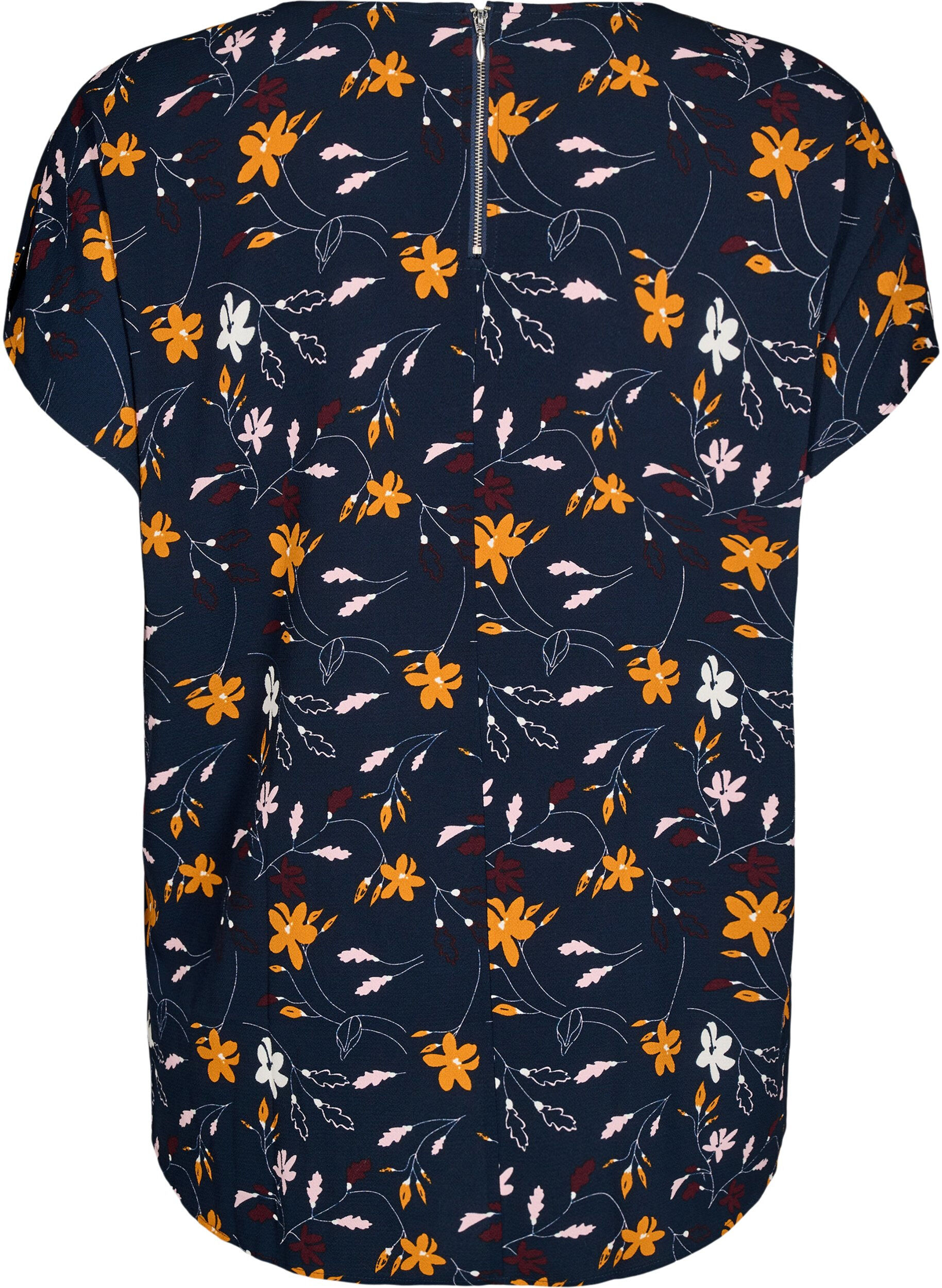 ZizziBlouse met korte mouwen en print, Sky Captain Flower, Packshot image number 1