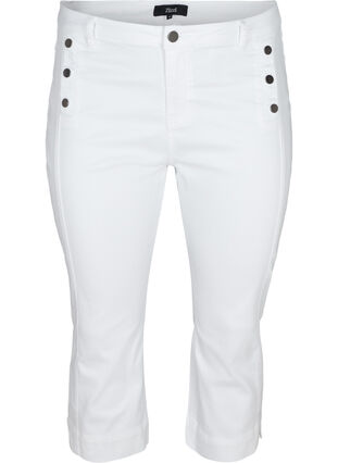 Nauwsluitende capri broek met splitjes, White, Packshot image number 0