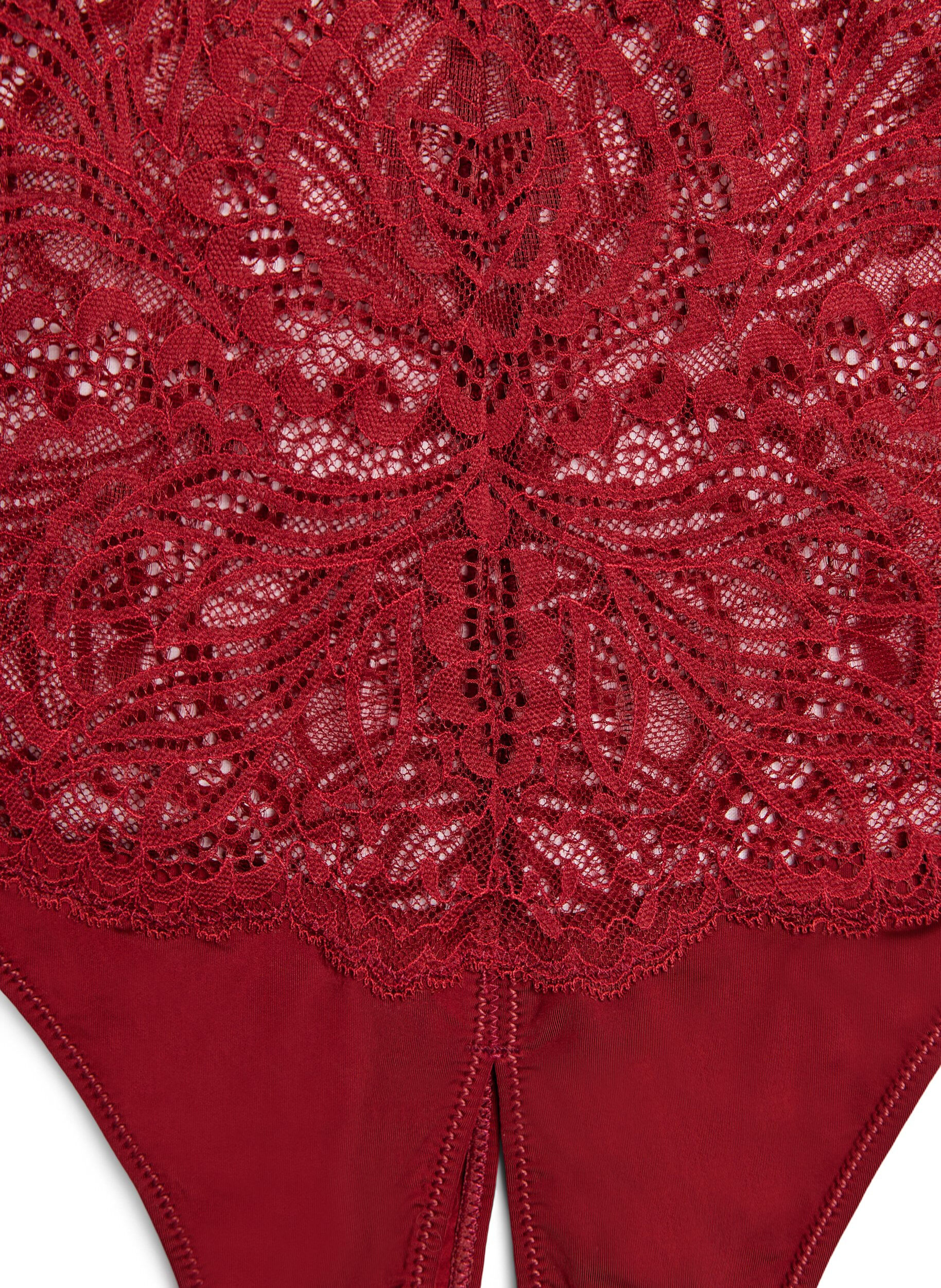 ZizziString hipster ouvert taille haute avec dentelle, Rouge, Packshot image number 2