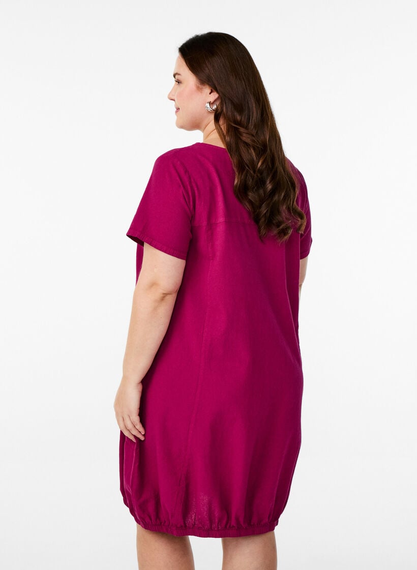 Robe en coton &agrave; manches courtes, Bordeaux, Model image number 2