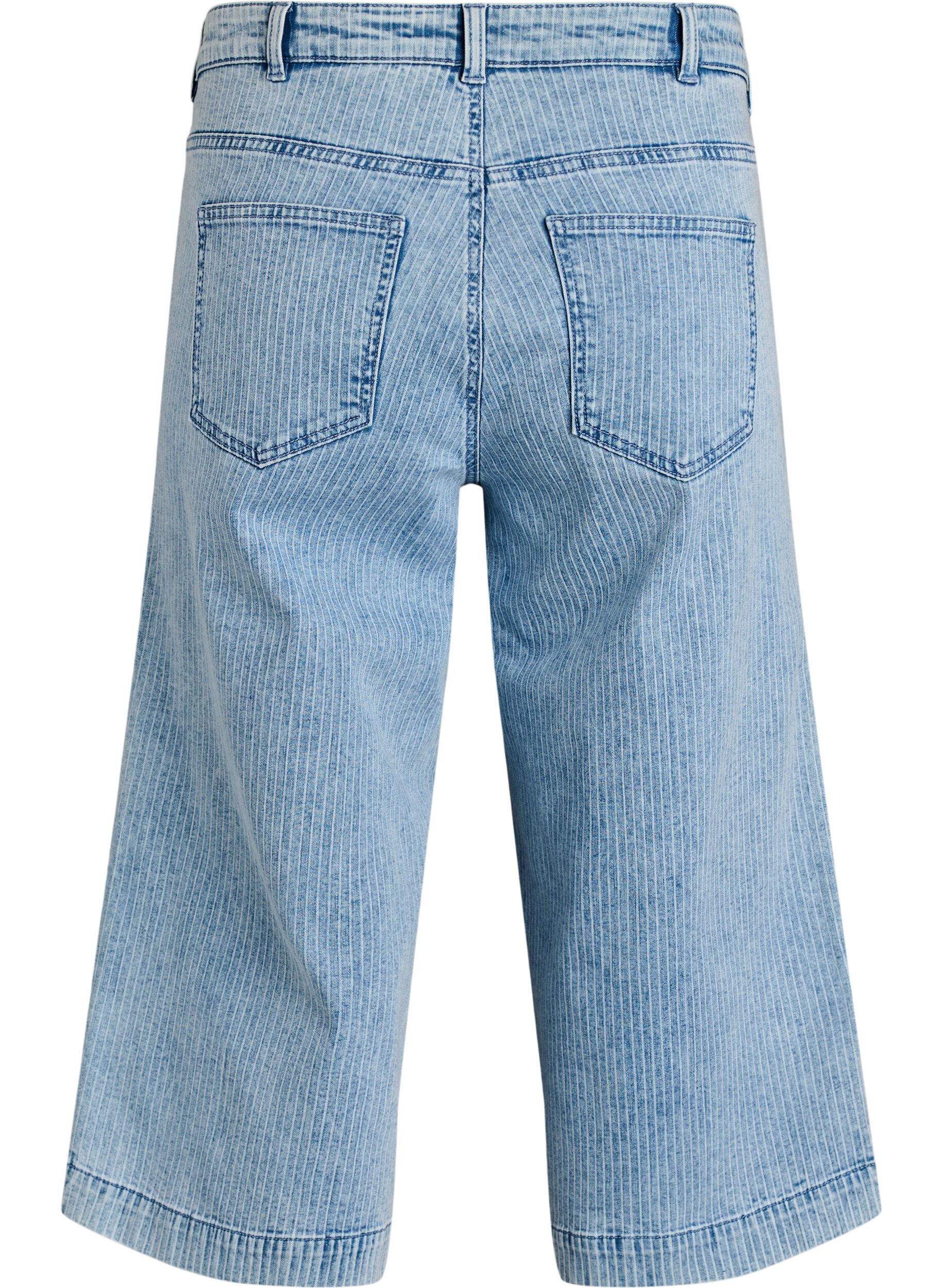 Zizzi Jean jupe-culotte large &agrave; fines rayures, Bleu Clair, Packshot image number 1
