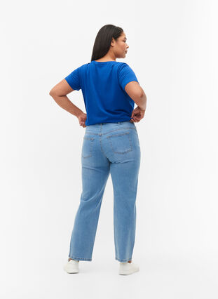 Gemma-jeans met hoge taille en normale pasvorm, Light blue, Model image number 1