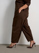 Jean barrel avec taille haute et ceinture &eacute;lastique, Marron, Model image number 2