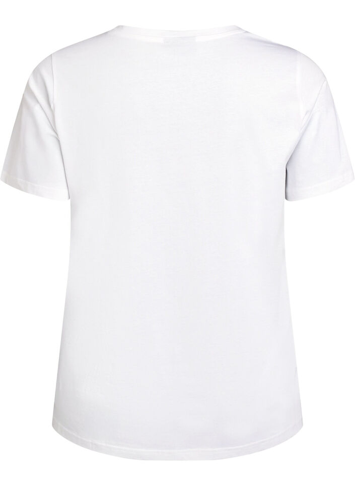 T-shirt en coton biologique avec imprimé floral, B. White w. Flower, Packshot image number 1