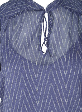 Top met korte mouwen en strikdetail, Blue Indigo AOP, Packshot image number 2