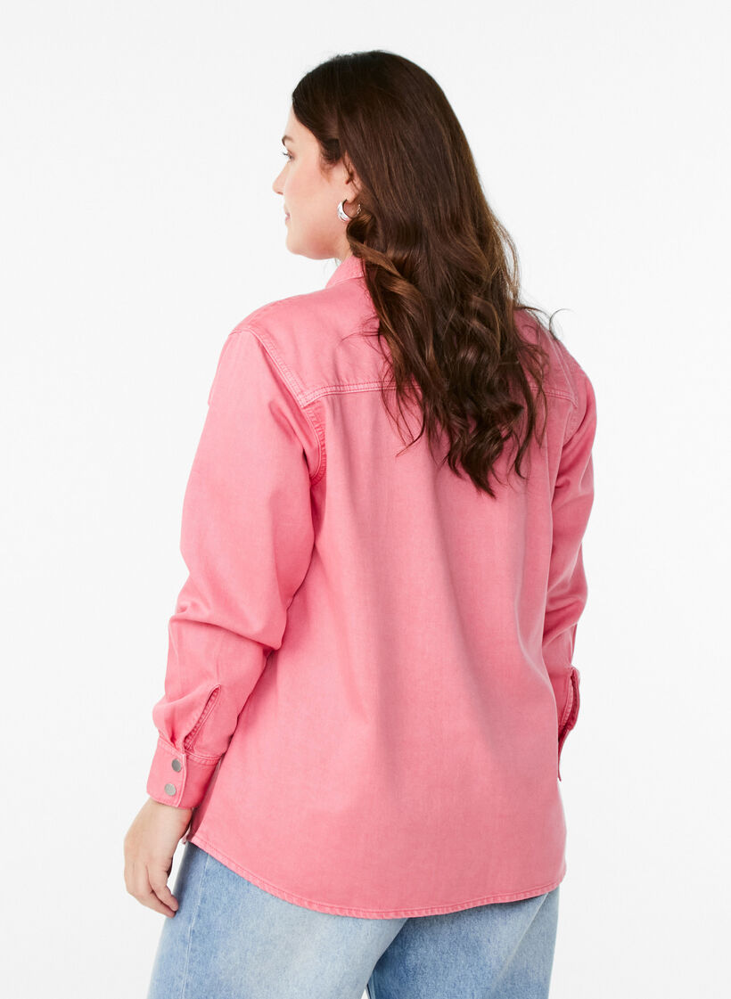 Chemise en jean avec poches de poitrine, Rose, Model image number 2
