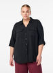 Shirt met 3/4 mouwen en borstzakken, Zwart, Model image number 0