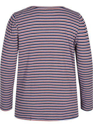 Gestreepte blouse met lange mouwen, Mahogany/Navy Stripe, Packshot image number 1