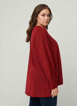 Effen blouse met lange mouwen, Red, Model image number 1