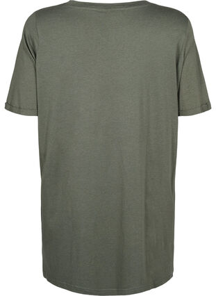 T-shirt à col en V surdimensionné de couleur unie, Thyme, Packshot image number 1