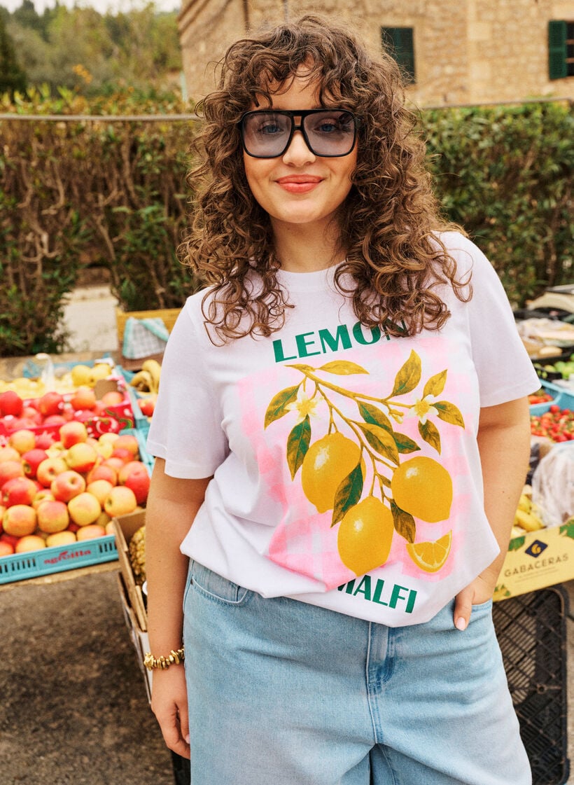 Katoenen T-shirt met print, Wit, Image image number 0