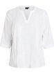 Blouse en coton avec d&eacute;tails brod&eacute;s et manches 3/4, Blanc, Packshot image number 0