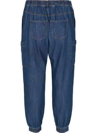 Cargo jeans met zakken, Dark blue denim, Packshot image number 1