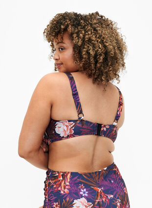 Bikini beha met opdruk en beugel, Purple Flower, Model image number 1