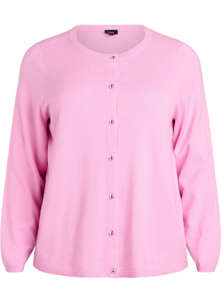 Cardigan met ronde knopen, Roze, Packshot image number 0