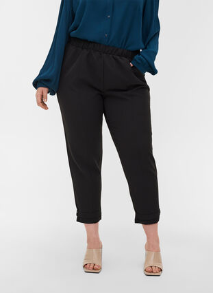 Pantalon longueur 7/8 avec des plis consus, Black, Model image number 2
