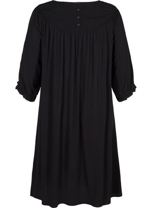 Robe en viscose avec broderie et manches courtes, Black, Packshot image number 1