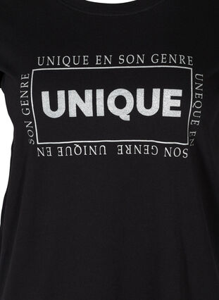 T-shirt manches courtes  en coton avec imprimé, Black w. Silver, Packshot image number 2