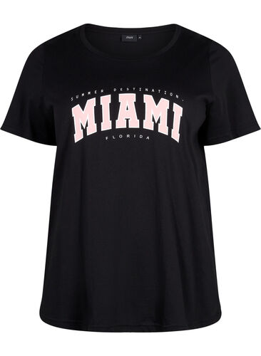 T-shirt en coton avec imprimé, Black MIAMI, Packshot image number 0